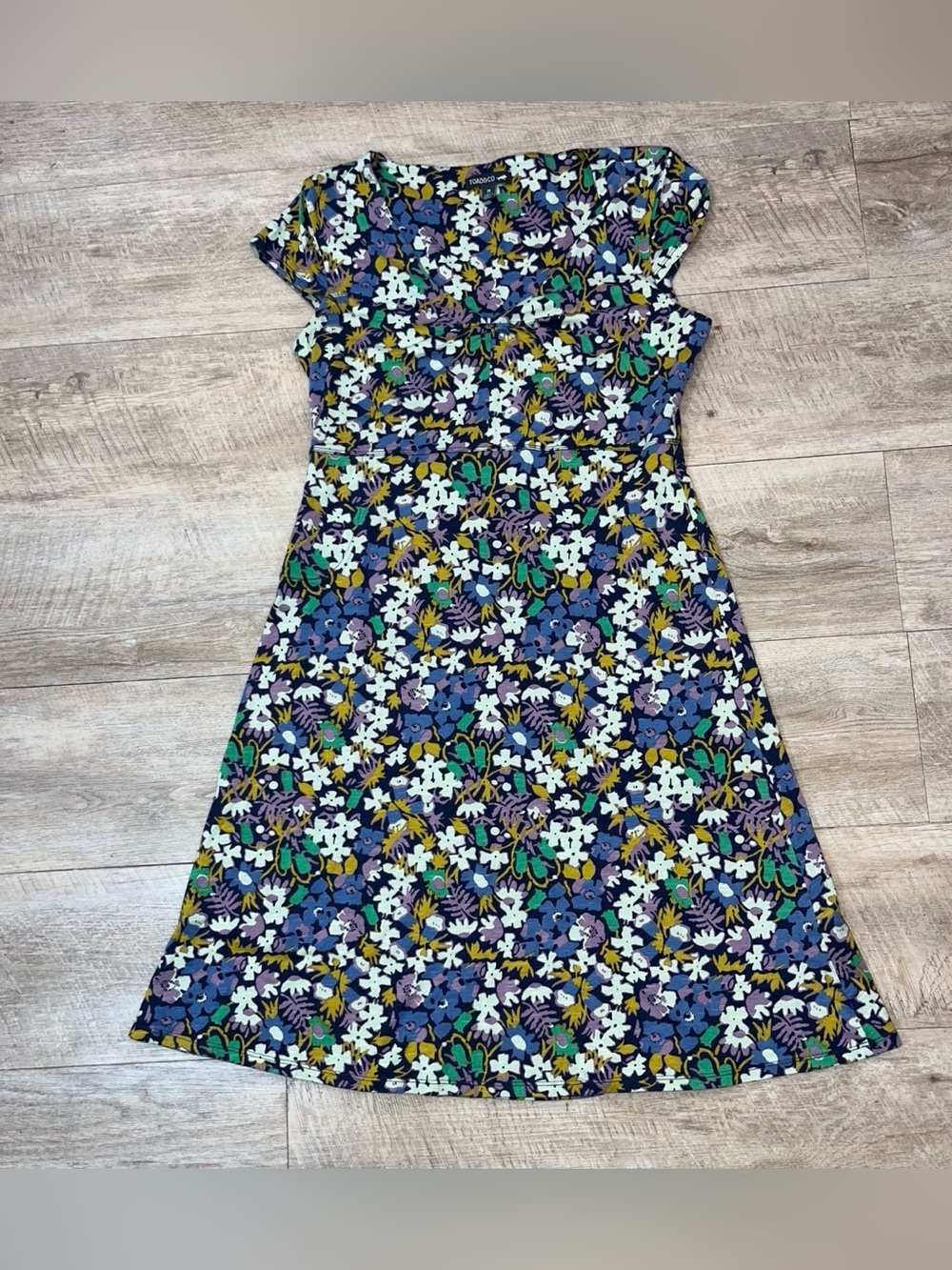 Toad & Co Rosemarie Organic Cotton/Tencel V- neck Empire Waist Dress Size M